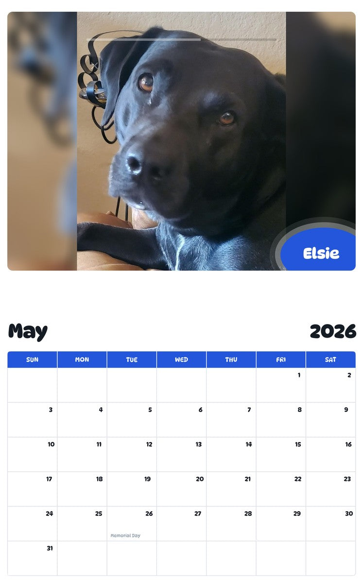 2026 - 2027 Elsie - Pawidols Pet Calendar