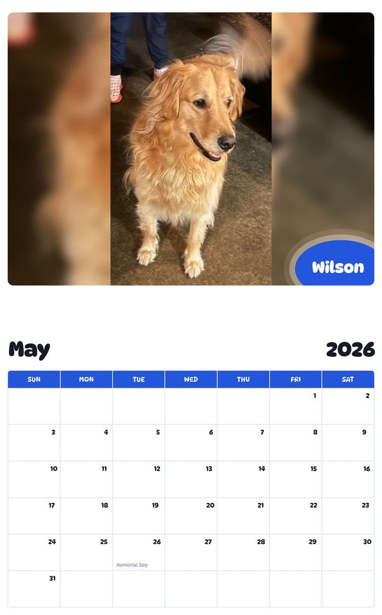 2026 - 2027 Wilson - Pawidols Pet Calendar