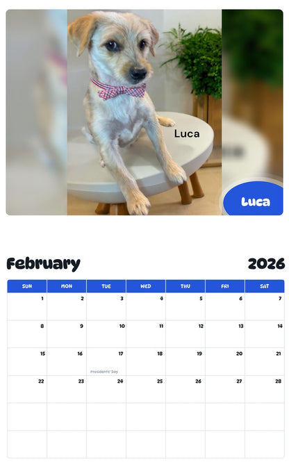 October 2025 - September 2026 Luca - Pawidols Pet Calendar