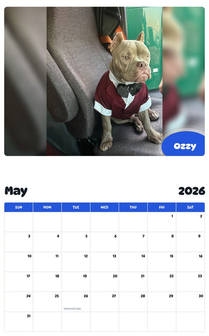 2026 - 2027 Ozzy - Pawidols Pet Calendar