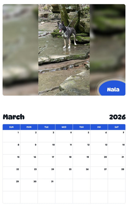 November 2025 - October 2026 Nala - Pawidols Pet Calendar