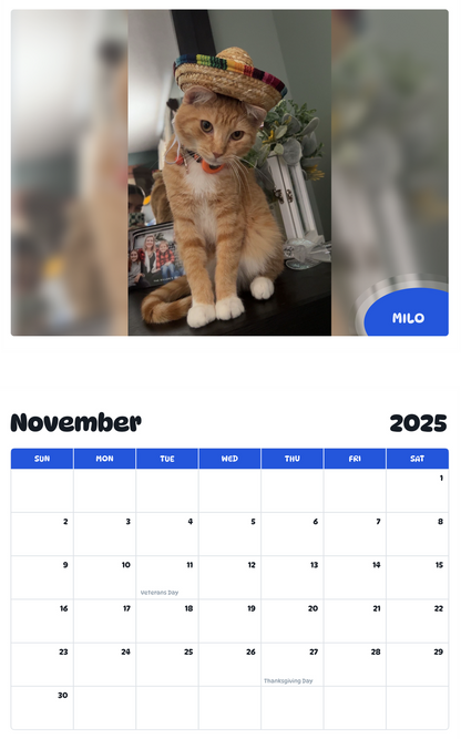 July 2025 - June 2026 Milo - Pawidols Pet Calendar