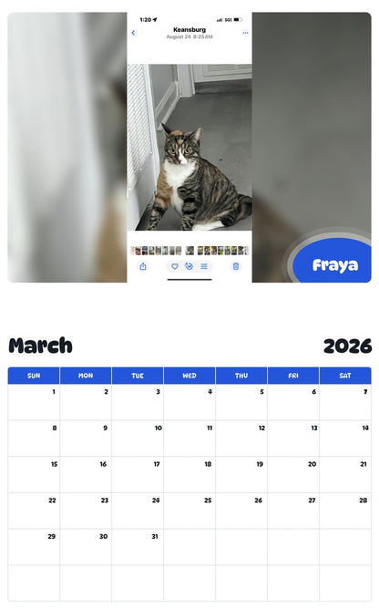 November 2025 - October 2026 Fraya - Pawidols Pet Calendar