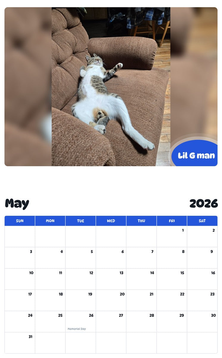 2026 - 2027 Lil G man - Pawidols Pet Calendar
