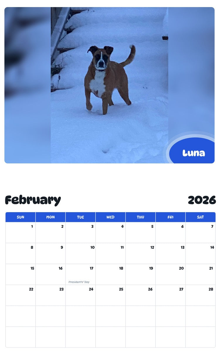October 2025 - September 2026 Luna - Pawidols Pet Calendar