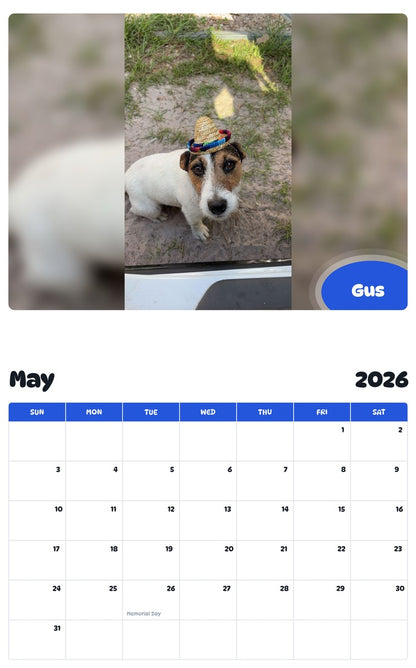 2026 - 2027 Gus - Pawidols Pet Calendar
