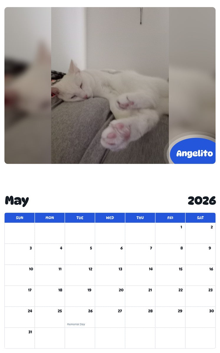 2026 - 2027 Angelito - Pawidols Pet Calendar