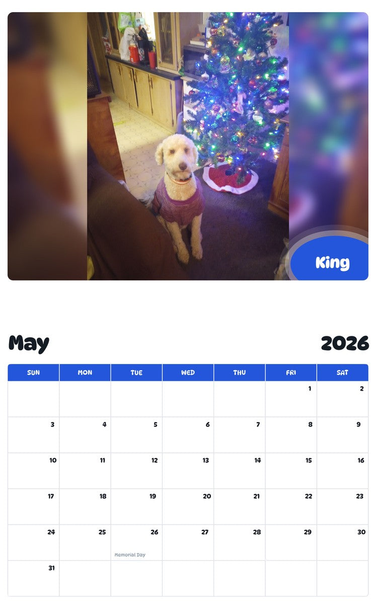 2026 - 2027 King - Pawidols Pet Calendar