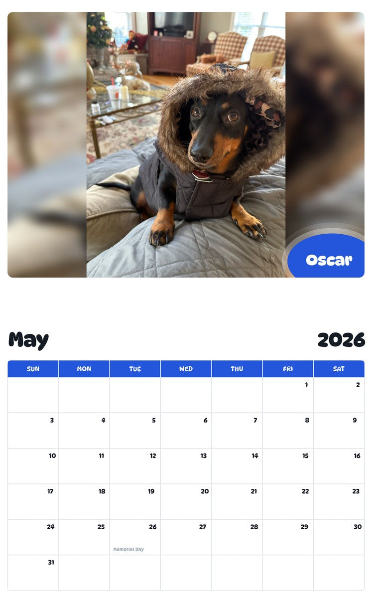 2026 - 2027 Oscar - Pawidols Pet Calendar