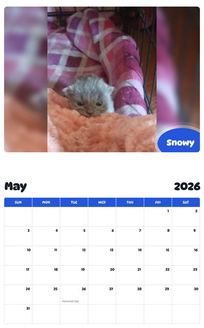 2026 - 2027 Snowy - Pawidols Pet Calendar