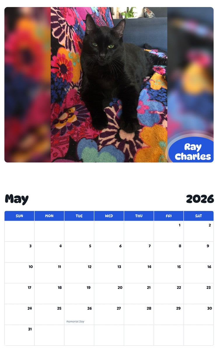 2026 - 2027 Ray Charles - Pawidols Pet Calendar