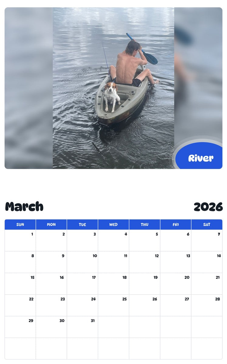 November 2025 - October 2026 River - Pawidols Pet Calendar