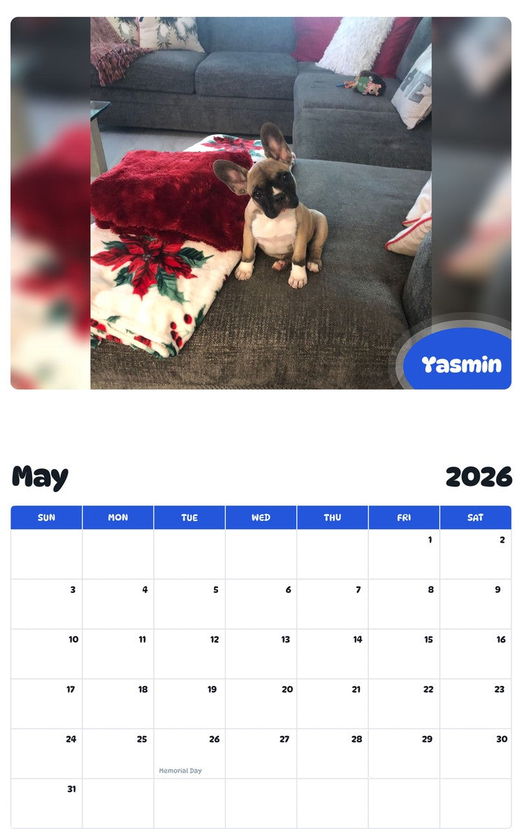 2026 - 2027 Yasmin - Pawidols Pet Calendar