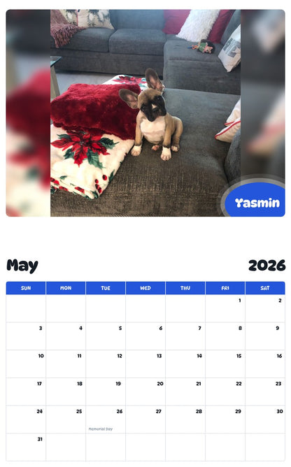 2026 - 2027 Yasmin - Pawidols Pet Calendar