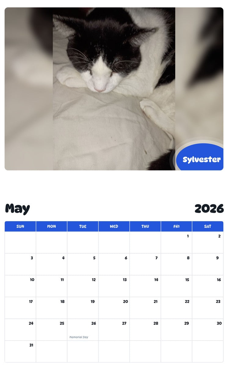 2026 - 2027 Sylvester - Pawidols Pet Calendar