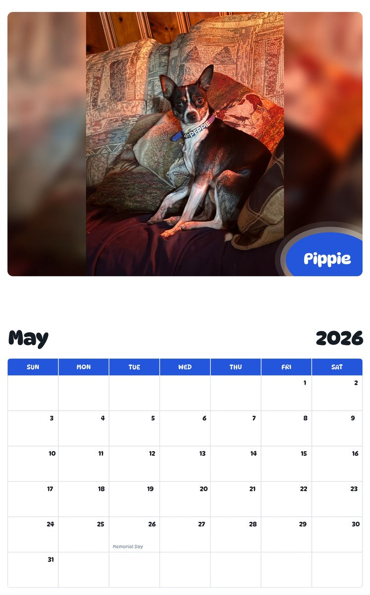 2026 - 2027 Pippie - Pawidols Pet Calendar