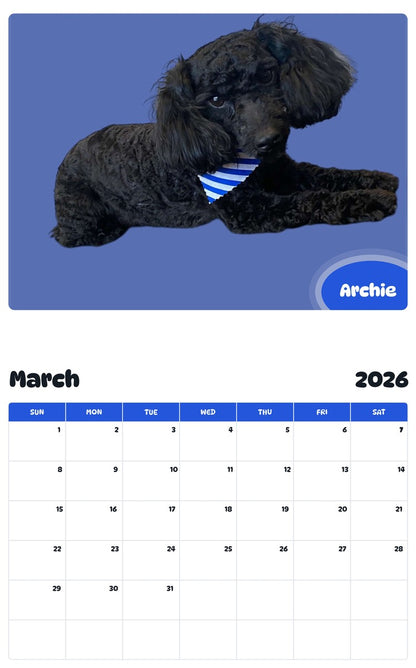 November 2025 - October 2026 Archie - Pawidols Pet Calendar