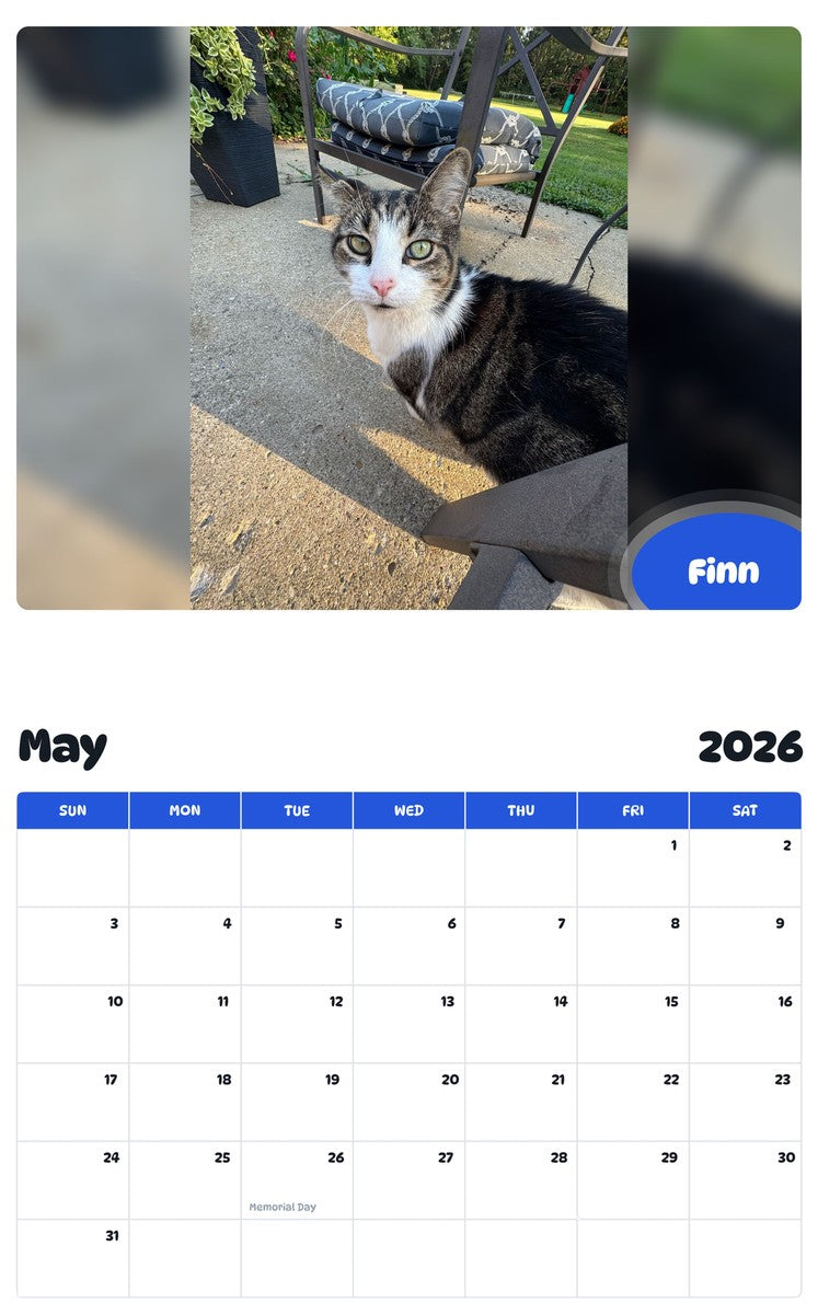 2026 - 2027 Finn - Pawidols Pet Calendar