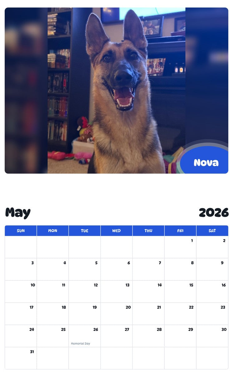 2026 - 2027 Nova - Pawidols Pet Calendar
