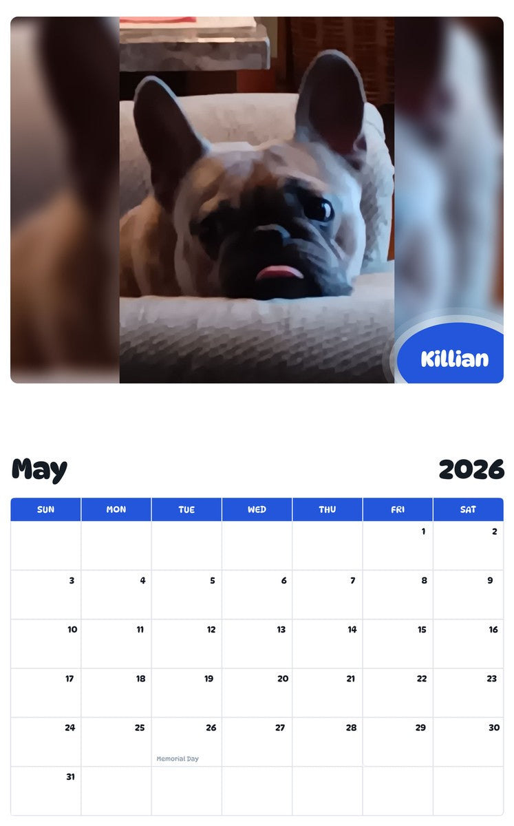 2026 - 2027 Killian - Pawidols Pet Calendar
