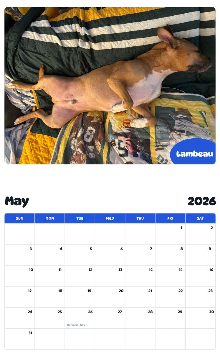 2026 - 2027 Lambeau - Pawidols Pet Calendar