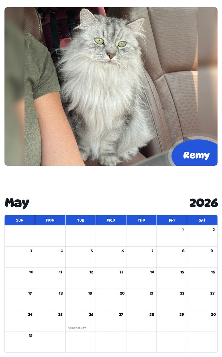 2026 - 2027 Remy - Pawidols Pet Calendar