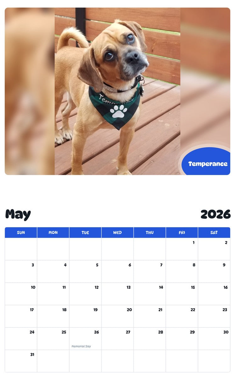 2026 - 2027 Temperance - Pawidols Pet Calendar