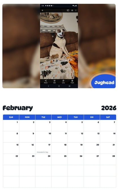 October 2025 - September 2026 Jughead - Pawidols Pet Calendar