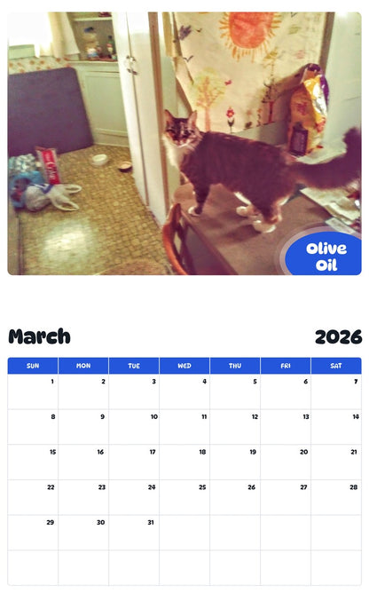 November 2025 - October 2026 Olive Oil - Pawidols Pet Calendar