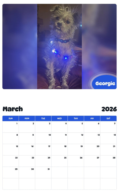 November 2025 - October 2026 Georgie - Pawidols Pet Calendar