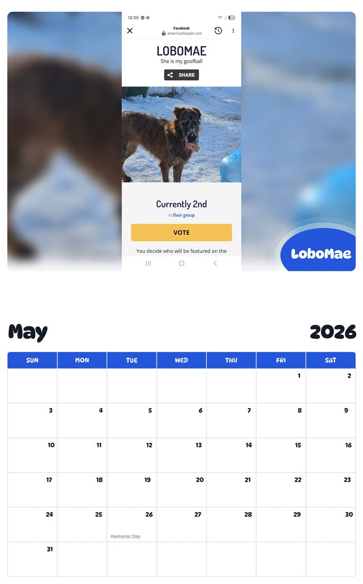 2026 - 2027 LoboMae - Pawidols Pet Calendar