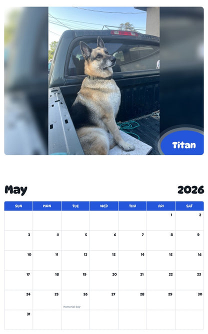 2026 - 2027 Titan - Pawidols Pet Calendar