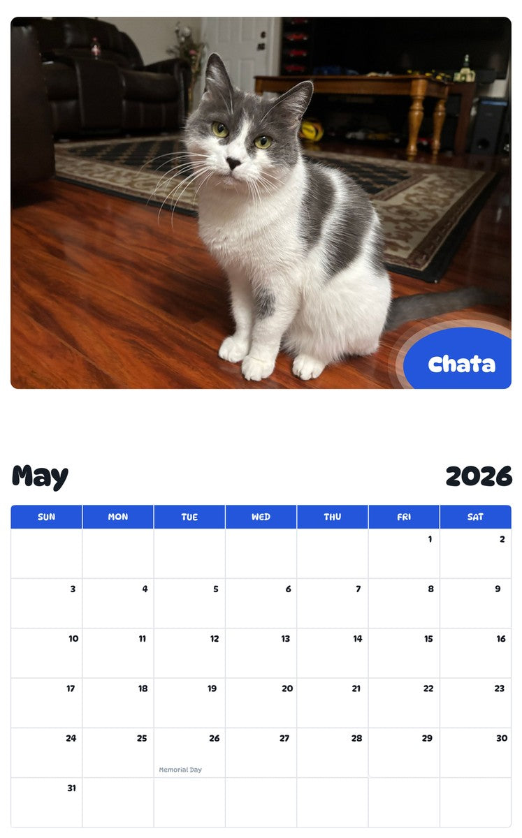 2026 - 2027 Chata - Pawidols Pet Calendar