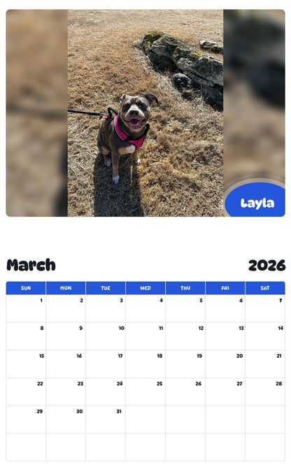 November 2025 - October 2026 Layla - Pawidols Pet Calendar