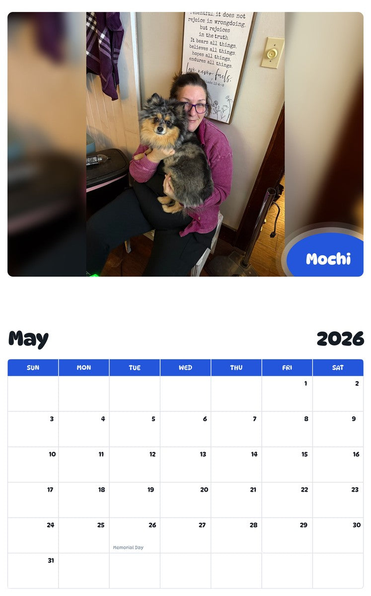 2026 - 2027 Mochi - Pawidols Pet Calendar