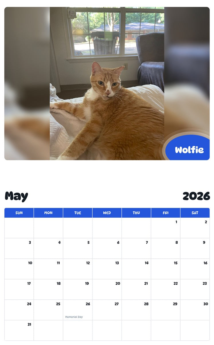 2026 - 2027 Wolfie - Pawidols Pet Calendar