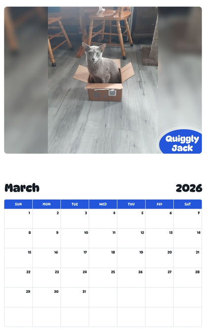 November 2025 - October 2026 Quiggly Jack - Pawidols Pet Calendar