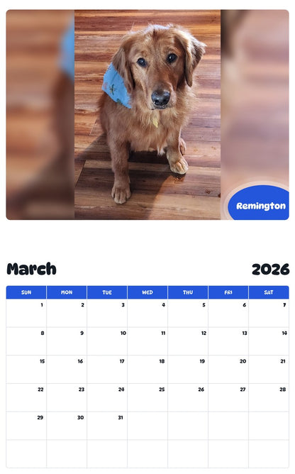 November 2025 - October 2026 Remington - Pawidols Pet Calendar