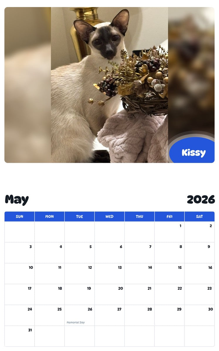 2026 - 2027 Kissy - Pawidols Pet Calendar