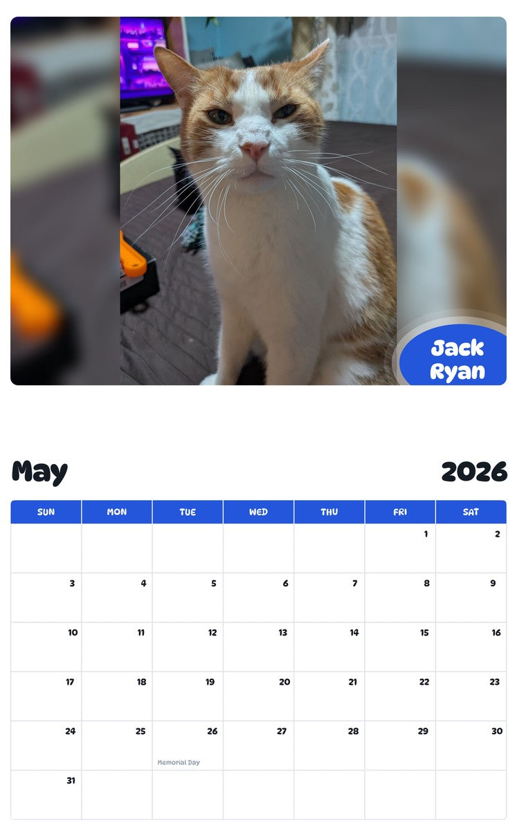 2026 - 2027 Jack Ryan - Pawidols Pet Calendar