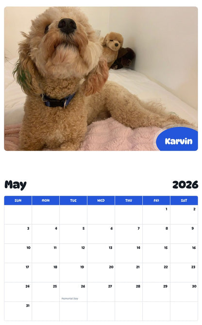 2026 - 2027 Karvin - Pawidols Pet Calendar