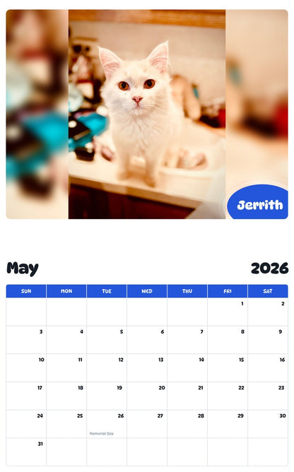 2026 - 2027 Jerrith - Pawidols Pet Calendar