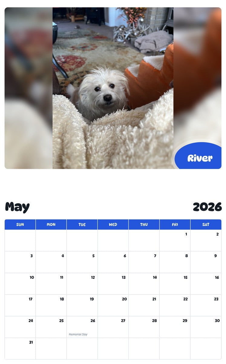 2026 - 2027 River - Pawidols Pet Calendar