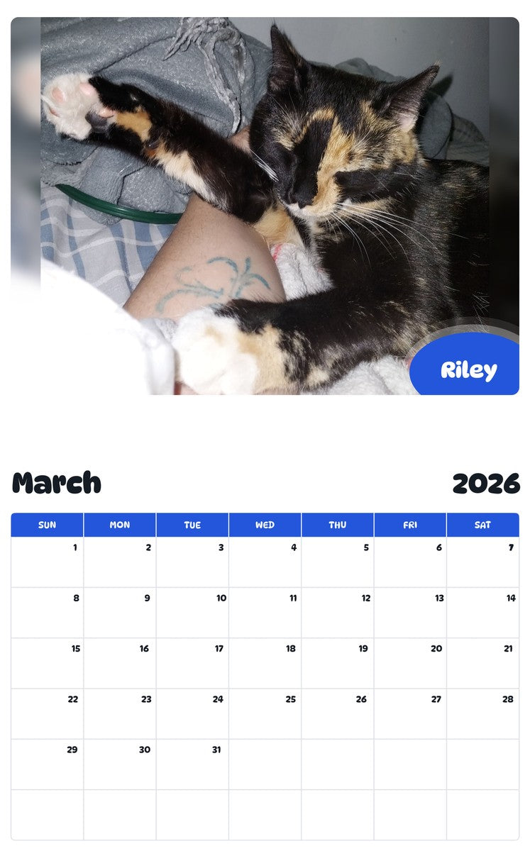 November 2025 - October 2026 Riley - Pawidols Pet Calendar