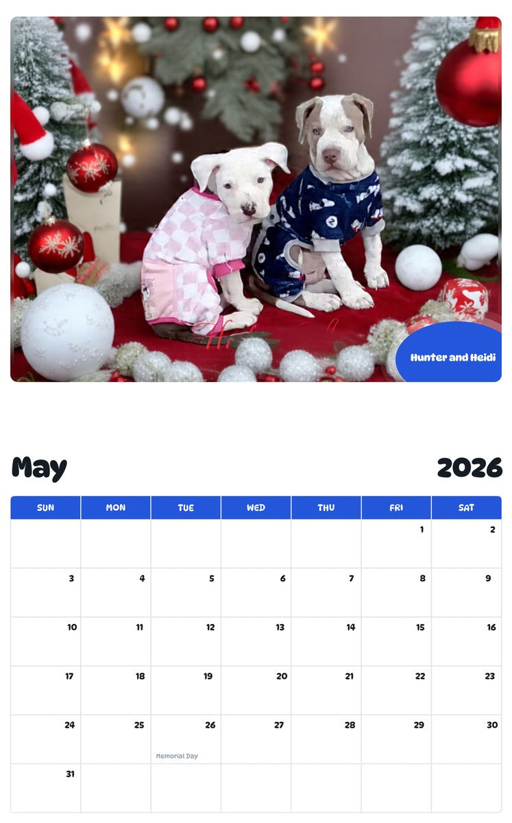 2026 - 2027 Hunter and Heidi - Pawidols Pet Calendar