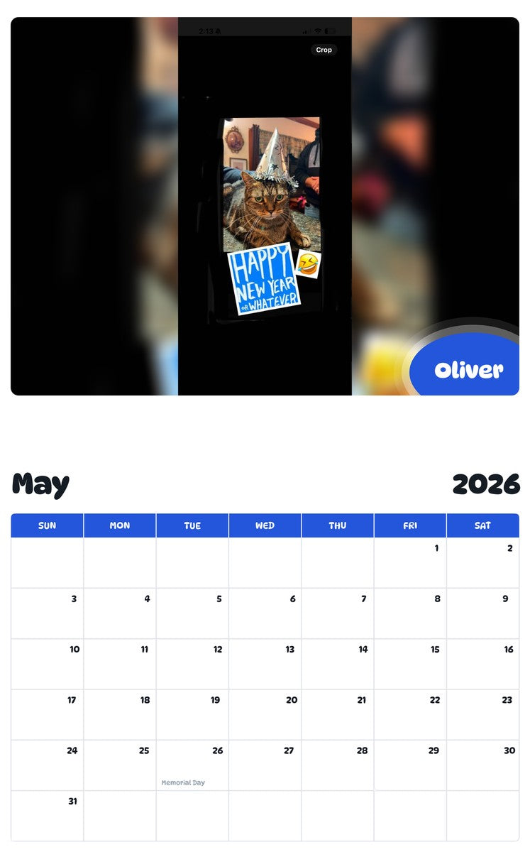2026 - 2027 Oliver - Pawidols Pet Calendar