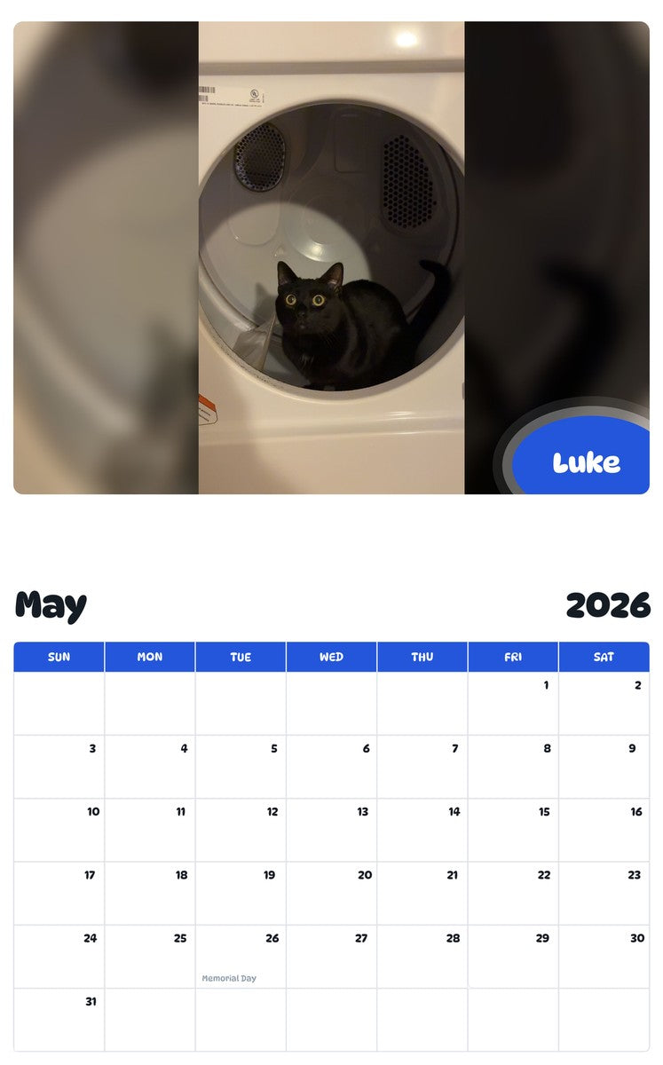 2026 - 2027 Luke - Pawidols Pet Calendar