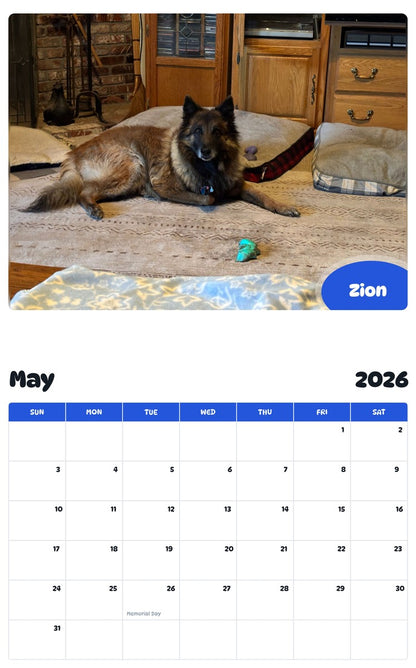 2026 - 2027 Zion - Pawidols Pet Calendar