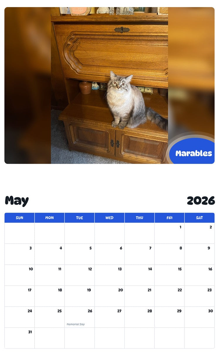 2026 - 2027 Marables - Pawidols Pet Calendar