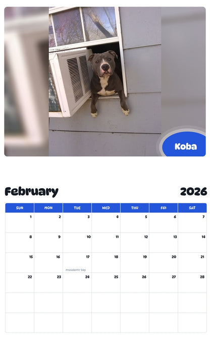 October 2025 - September 2026 Koba - Pawidols Pet Calendar